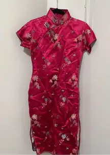 Chinese lunar new year 100% rayon embroidered buckle  Cheongsam dress