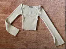 Urban Outfitters ribbed knit crop top long sleeve sweetheart neckline size S