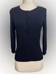 Halogen Black 3/4 sleeve button-up cardigan sweater