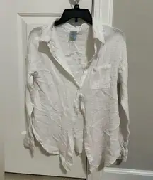 White Button-Up Pullover Shirt