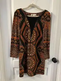 Aryeh Anthropologie Shift Dress Wmn Sz M Boho Geometric Artsy Retro Colorful