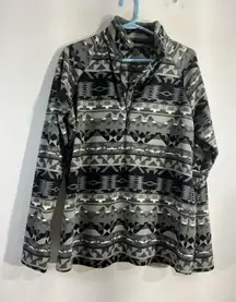 Womans Eddie Bauer Size TXL Gray Aztec Pattern 1/4 Zip Pullover Fleece