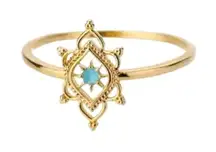 New Yellow-Gold Filigree Center-Stone Ring‎