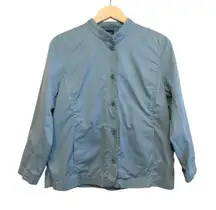 Eileen Fisher Cotton Jacket Women Size Large‎ Light Blue Blazer Career Classic