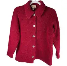 Talbots  Red Wool Blend Boucle Button up Cardigan Sweater women’s Size Medium