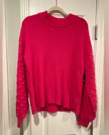 NWT Vince Camuto Size XL Pink Ribbed Knit Bauble Sleeve  Oversized Sweater