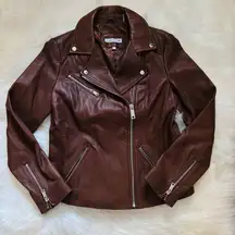 Calvin Klein leather long sleeve motorcycle moto style zip up jacket