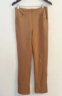 Maeve Tan Slim Fit Ponte Pants Elastic Waist Size XS Back Slit