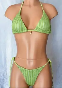 Light Green, Jeweled Pearl, Bikini Set