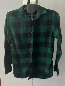 Aeropostale Women's Green Black Plaid Button‎ Down Flannel Size Small