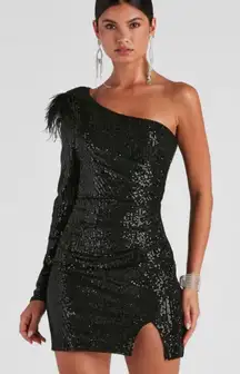 Black Sequin Mini Dress