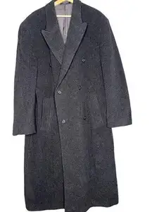 Kasper Vintage Cashmere/Wool Blend Trench Coat Dark Gray Size XL Pockets