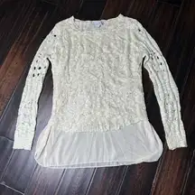 Knitted cut out blouse shirt sweater crewneck casual top lightweight