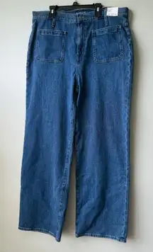 J.Crew Full Length Slim Wide Leg Jeans Patch Pockets Size‎ 32