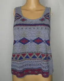 Happening in the Present Boho Aztec Tank Top Grey