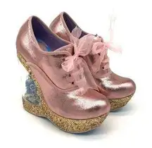 IRREGULAR CHOICE Home Before 12 Cinderella Metallic Pink Gold Music Box Wedge 37