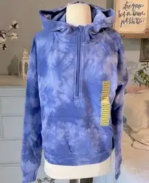 Scuba Hoodie Tie Dye Periwinkle Blue Sweatshirt Cotton Knit Pullover Womens M
