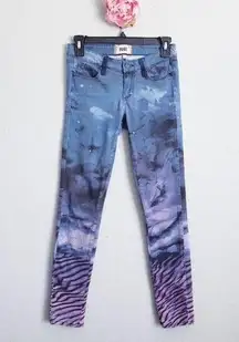 ‎Paige Airbrushed Starry Night Zebra Print Skinny Jeans