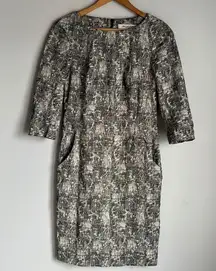 MM Lafleur Crackle Pattern No Belt Etsuko Shift Dress  Size 2