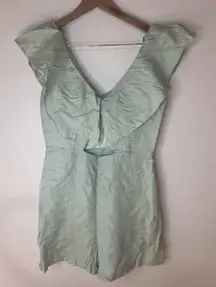 Topshop Riviera light mint green ruffle linen romper NEW 8