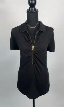 Michael Kors Large Black Polo Style Top