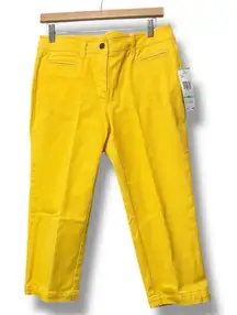 Jones New York Yellow Stretch Cropped Pants 8P Petite Ankle Trousers‎ Summer
