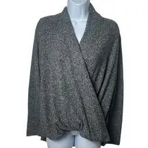 Anthropologie Akemi + Kin Gray Drape Front Sweater Top Cozy Cabin Holiday S