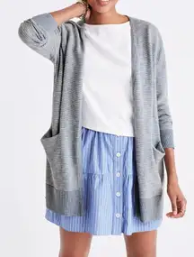 Madewell Womens Ryder Striped Open Front‎ Cardigan Pockets Blue Gray Small