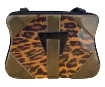 Angela Frascone Leopard Print Top Handle Bag Purse‎ Vintage Style