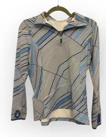 Lands’ End Blue Patterned Quarter Zip Activewear Top Running Walking Workout S