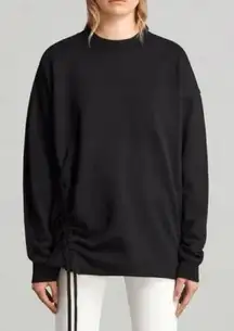 All Saints Able Sweatshirt Womens S Black Ruched Tie Pullover Jumper Goth Edgy