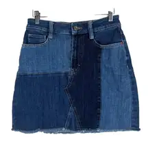 Arizona Mini Jean Skirt Juniors 7 Medium Wash Patchwork Colorblock Y2K Retro 90s