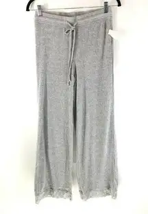 Rachel Parcell Womens Lounge Pants Pull On Ribbed Knit Stretch Lace Trim Gray S