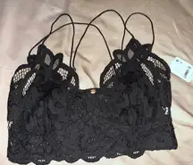 Free People Black Lace Bralette NWT Size M