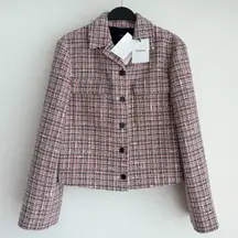 Theory Tweed Blazer Jacket 10 Pink Quiet Luxury Elegant Old Money Blair Waldorf
