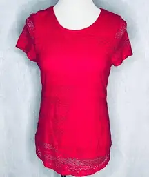 Leo & Nicole Pink Lace Short Sleeve Top Shirt New S