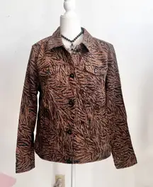 Vintage Brown Tapestry Jacket Animal Print Boho Y2K Retro Indie Sleaze Large