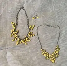 Yellow necklaces- medium size yellow pendant‎ and silver necklace w/ yellow bead