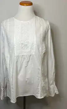 Velvet Graham Spencer‎ NWT White Long Sleeve Lace Peasant Boho Blouse Top Small