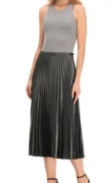 Zara Woman NWT Metallic Pleated Midi Skirt Size S Dark Gray Stretch Fashion