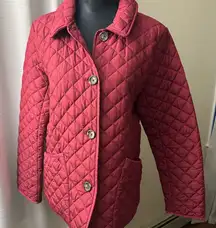 EUC Banana Republic Cranberry Quilted Jacket with corduroy details Sz L