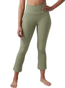 Athleta  Elation Rib Crop Flare Pants High Waisted Yoga Stretch Green Medium