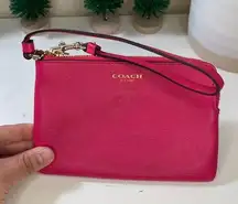 Coach  Pink Leather Key Card Zip Wristlet