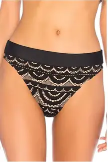 New. Pilyq water lily black lace high rise waisted bikini bottom. Size small