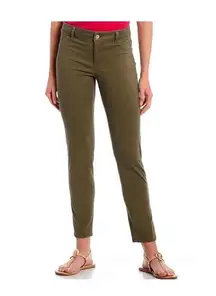 CALVIN KLEIN JEANS Army Green Taper Pants Stretch Logo Pockets Women's 10