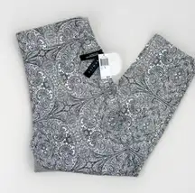PREMISE Tummy Control Womens Size XL Black White Paisley Pull-On Bengaline Pants