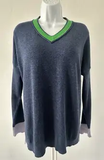 Zaket and Plover Colorful Striped V-Neck Sweater Cashmere Blend, Sz: XL (b42)