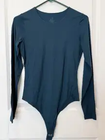 Woolx Womens Sophia Long Sleeve Bodysuit Size Small Teal Base Layer Round Neck