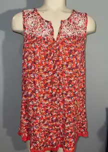 Mason & Belle sleeveless red floral patterned blouse top shirt NWT Medium