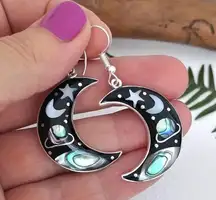 Moon Earrings Star Planet